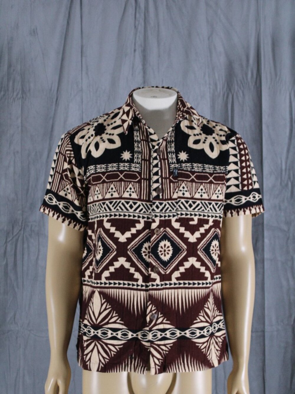 Hawaiian Shirt - Fiji Tapa Tribal Patterns - Men's Small